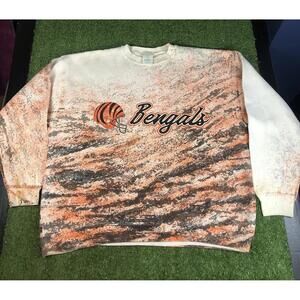 Vintage Cincinnati Bengals Crewneck Pullover Sweatshirt NFL AOP Mens XL
